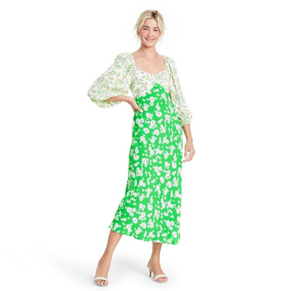 NWT RIXO Daisy Long Sleeve Swing Dress - RIXO for Target Green 2